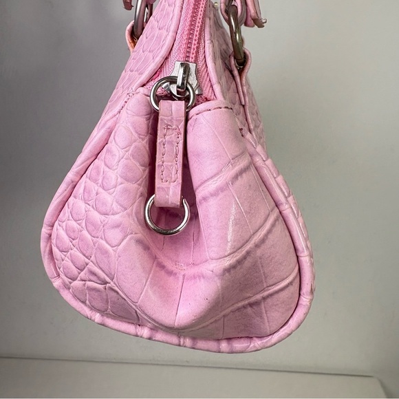 BISOU BISOU Pink Faux Croc Leather East West Baguette Y2K Shoulder Purse Bag - Picture 8 of 15